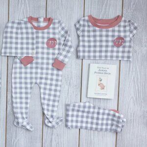Girls Pajamas footie with Beanie, siblings coordinating sets, organic cotton